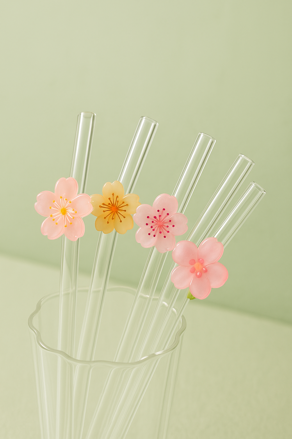Paille en verre - Fleur