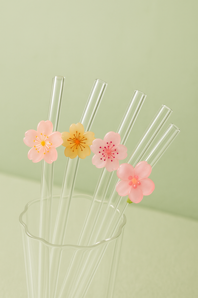 Paille en verre - Fleur