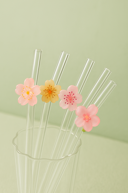 Paille en verre - Fleur