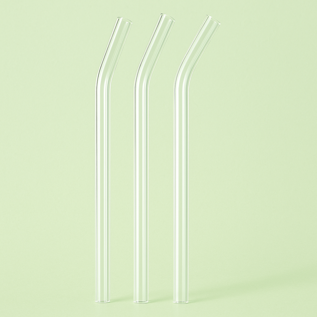 Paille en verre - courbée (lot de 3)