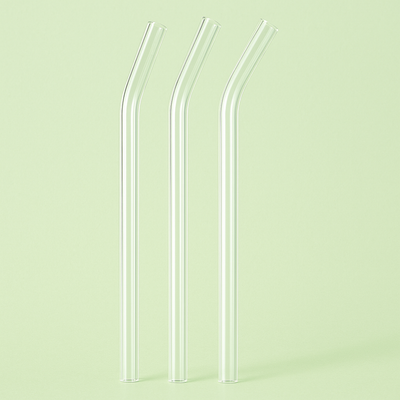 Paille en verre - courbée (lot de 3)