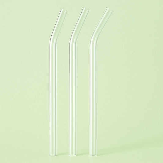Paille en verre - courbée (lot de 3)