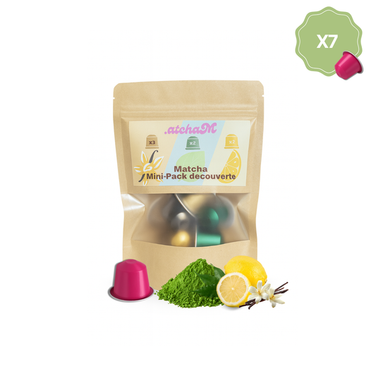 Pack Découverte – 7 Capsules Matcha nature, citron et vanille